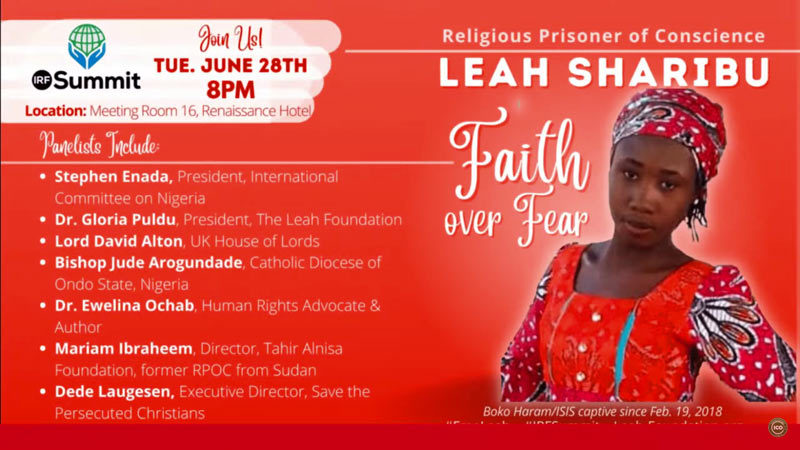 IRF Summit. 2022: Religious Prisoner of Conscience – LEAH SHARIBU, FAITH OVER FEAR