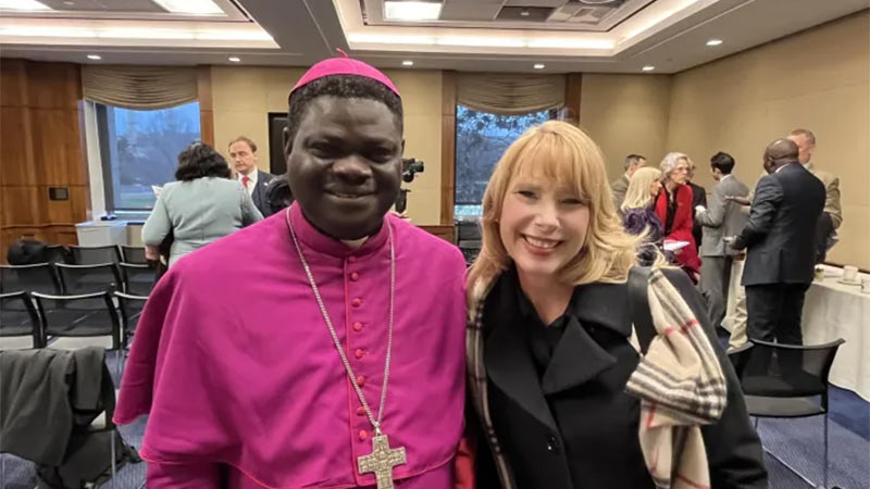 Left Bishop Wilfred Anagbe And Ms Dede Laugesen, executive director of Save the Persecuted Christians. Photo by Douglas Burton.