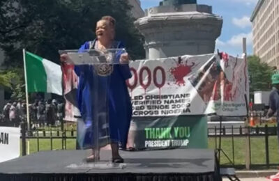 Dr Alveda King shares her heart and beautiful singing voice at Rally for Nigeria